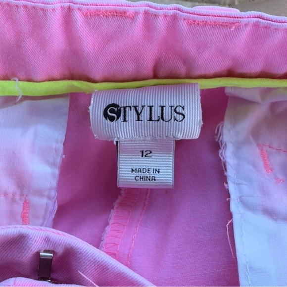 STYLUS Pink Bermuda Shorts Casual Cotton Blend - Picture 2 of 6